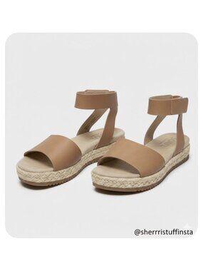 Soul Naturalizer Deara Faux Suede Sandals Tan Braided Jute Platform Size 6